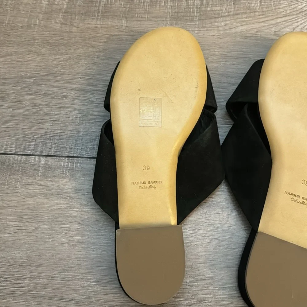 Mansur Gavriel Black Suede Criss Cross Flat Sandal Size 39 Like New - Picture 6 of 6